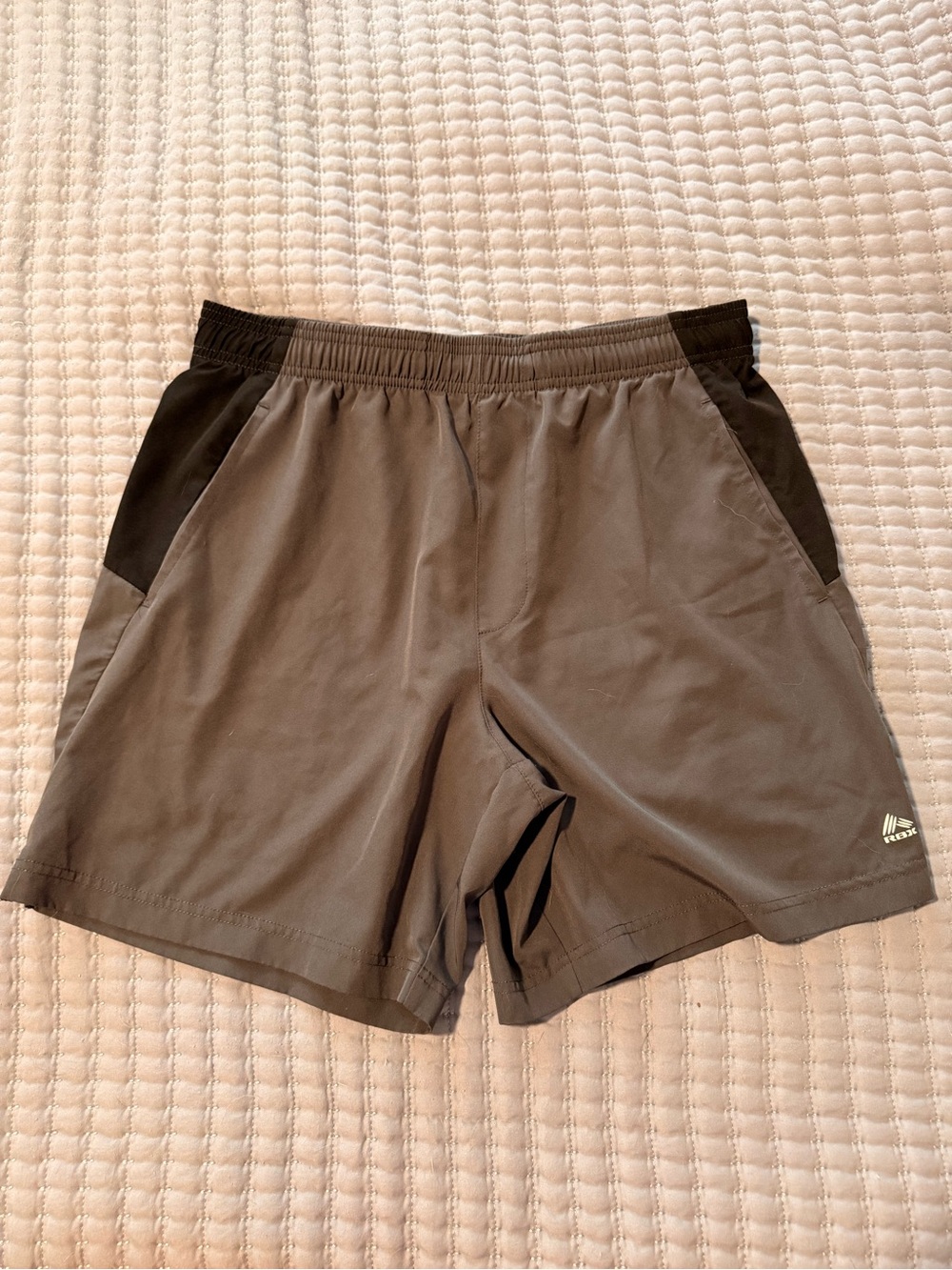 RBX Men's Gray Athletic Shorts with Black Panels